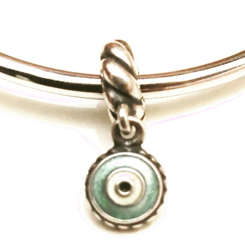 Authentic Pandora charm dangle " Evil eye " #790529 blue and green " RETIRED